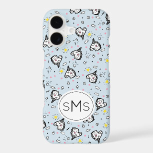 Cute Girly Pastel Blue Unicorn Pattern Monogram