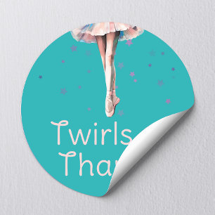 Cute Girly Pastel Pink Ballerina Tutu On Turquoise Classic Round Sticker