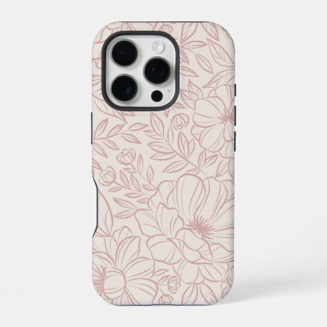 Cute girly pastel pink floral phone case (Back)