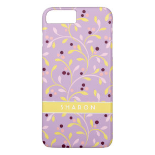 Cute girly pastel purple floral pattern monogram iPhone 8 plus/7 plus case