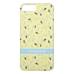 Cute girly pastel yellow floral pattern monogram iPhone 8 plus/7 plus case