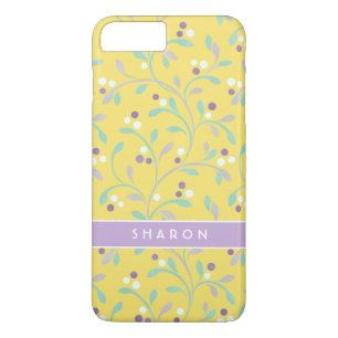 Cute girly pastel yellow floral pattern monogram iPhone 8 plus/7 plus case