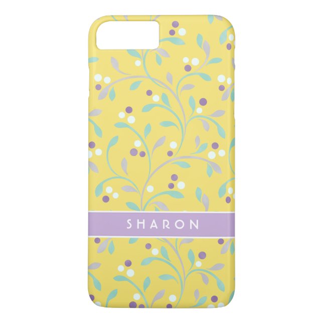 Cute girly pastel yellow floral pattern monogram Case-Mate iPhone case (Back)