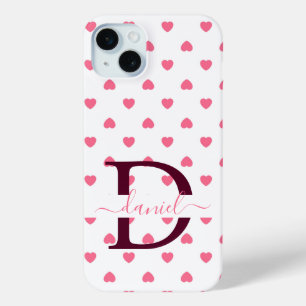 Cute Girly Personalised Monogram Pink Heart Case