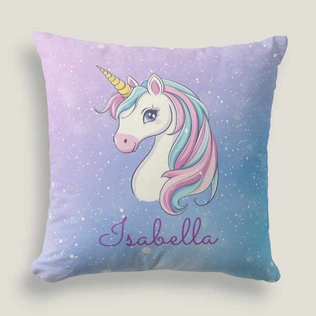 Cute Girly Personalized Magical Unicorn  Cushion (Creator Uploaded)