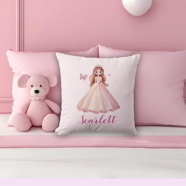 Cute Girly Personalized Pink Princess Personalized Cushion (Creator Uploaded)