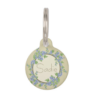 Cute Girly Pet Name and Contact Information Floral Tag