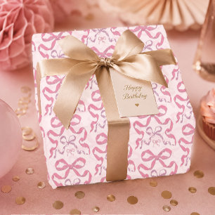 Cute Girly Pink Aesthetic Bow Wrapping Paper