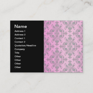 Cute Girly Pink and Grey Damask Business Card
