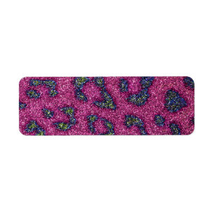 Cute Girly Pink and mulitcolored glitter Cheetah Return Address Label