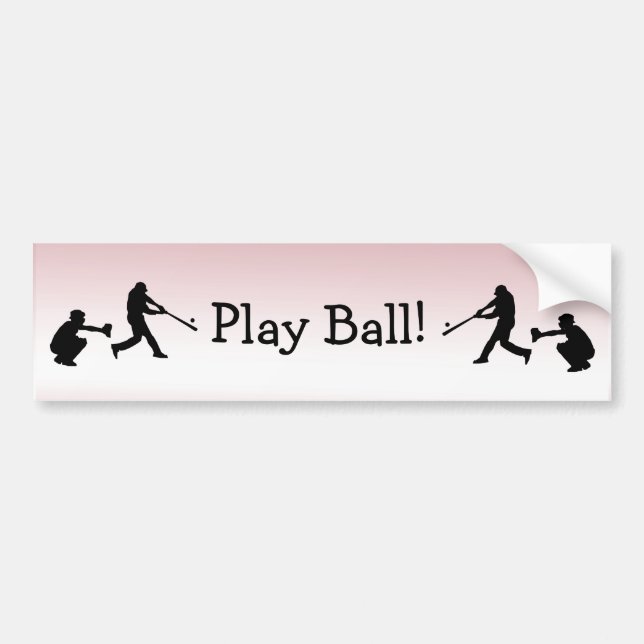 Cute Girly Pink Baseball Play Ball Bumper Sticker (Front)