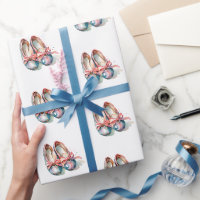 Cute Girly Pink Blue Ballerina Shoes Watercolor