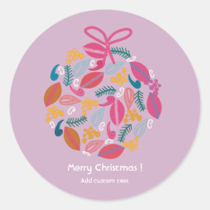cute girly pink christmas customized   classic round sticker
