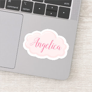 Cute Girly Pink Cloud Illustration   Custom Name