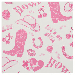 Cute Girly Pink Cowgirl Aesthetic Pattern Fabric
