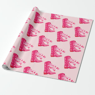 Cute Girly Pink Cowgirl Boot Wrapping Paper