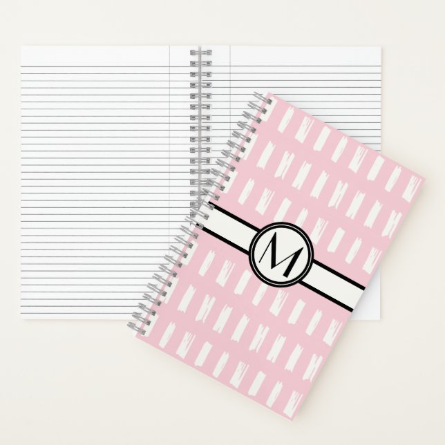 Cute Girly Pink & Cream Pattern Monogram  Notebook (Inside)
