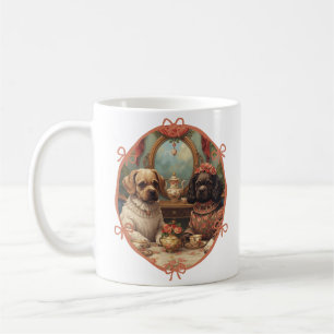 Cute Girly Pink Dogs Tea Party Design Feminine Bow Coffee Mug