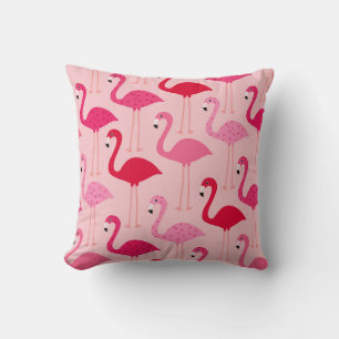 Cute Girly Pink Flamingo Pattern Cushion