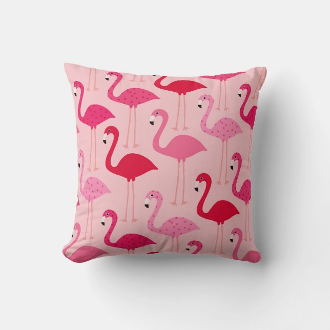 Cute Girly Pink Flamingo Pattern Cushion (Front)