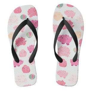 Cute Girly Pink Floral Thongs