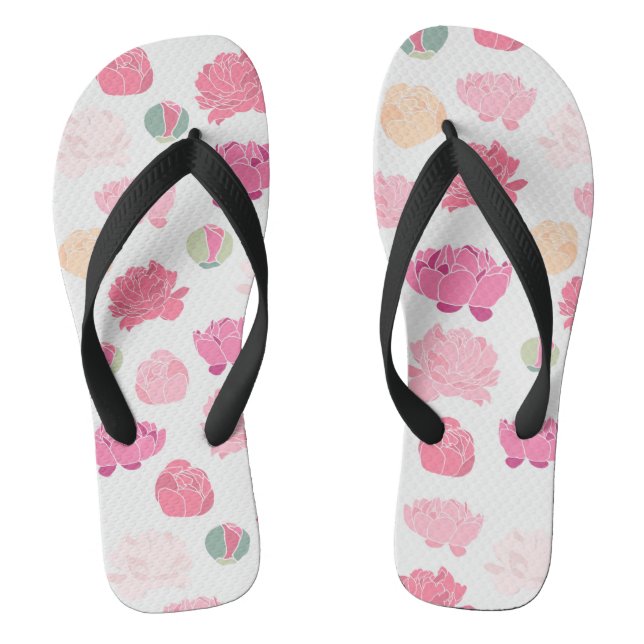 Cute Girly Pink Floral Thongs (Footbed)