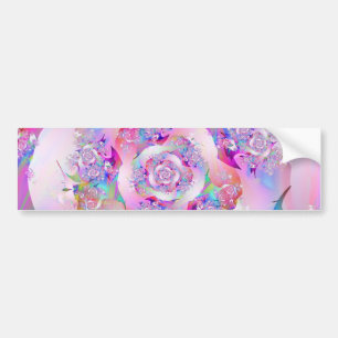 Cute Girly Pink Floral Vector Rose Bumper Sticker