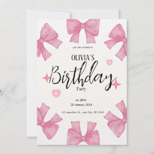 cute girly pink glitter birthday invitation