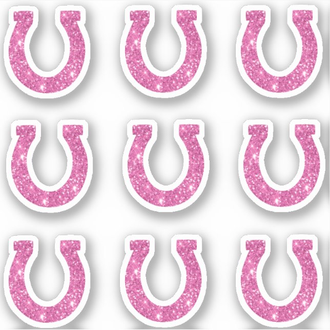 Cute Girly Pink Glitter Horseshoe Set (Front)