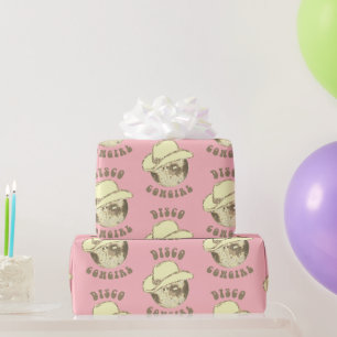 Cute Girly Pink Gold Disco Cowgirl Hat Wrapping Paper