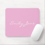 Cute Girly Pink Handwritten Script Name Custom Mouse Pad<br><div class="desc">This custom mouse pad features your name in beautiful handwritten script lettering on a stylish pink background. Great gift idea.</div>