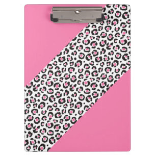 Cute Girly Pink Leopard Cheetah Stripe Clipboard