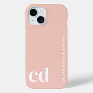 Cute Girly Pink Monogram  iPhone 15 Case