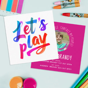 Cute Girly Pink Mummy Calling Paint Script Photo Square Business Card