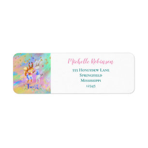 Cute Girly Pink Purple Blue Forest Animals Party Return Address Label