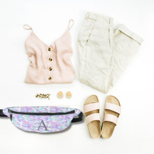 Cute Girly Pink Purple Mermaid Scales Personalised Bum Bags