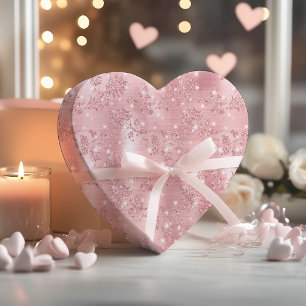 Cute Girly Pink Rose Gold Glitter Floral Pattern Wrapping Paper