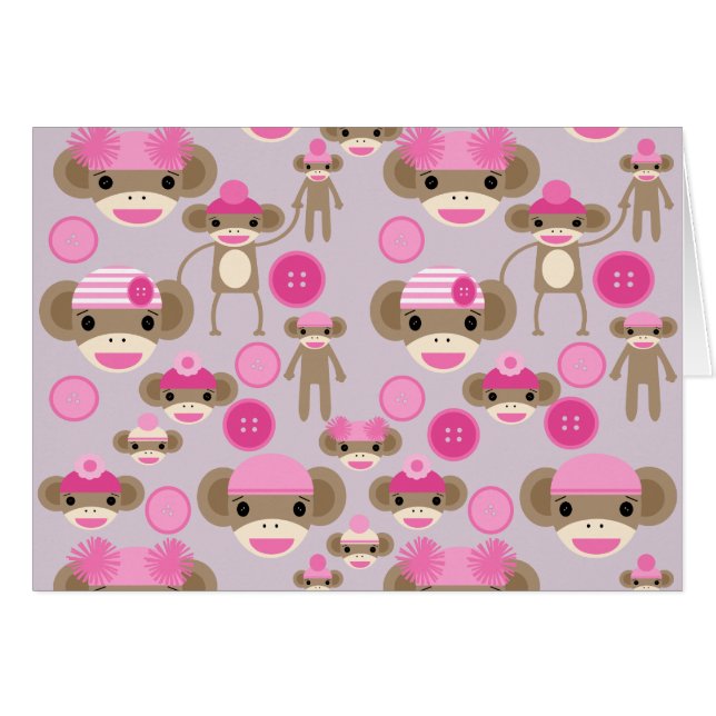 Cute Girly Pink Sock Monkey Girl Pattern Collage (Front Horizontal)