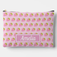 Cute Girly Pink Strawberry Pattern Personalised