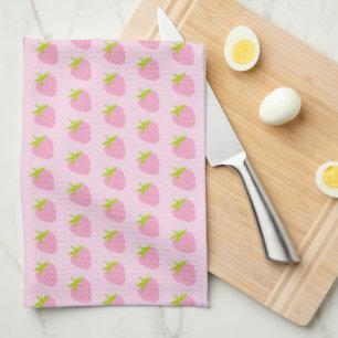 Cute Girly Pink Strawberry Pattern Tea Towel