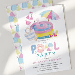 Cute Girly Pool Party Birthday Invitation<br><div class="desc">Cute Girls Pool Party Birthday Invitation. This design features sweet watercolor summer essentials with a modern customisable birthday party template.</div>