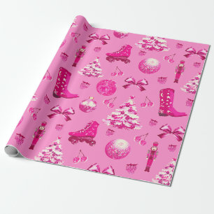Cute Girly Preppy Pink Christmas Wrapping Paper