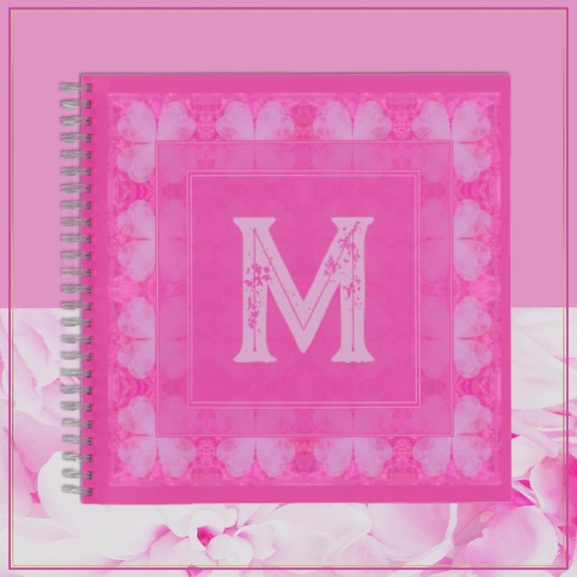 Cute Girly Pretty Pink Glitter Monogram Notebook (Creator Uploaded)