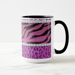 Cute Girly Purple Animal Print Diamond Mug