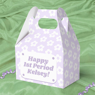Cute Girly Purple Floral First Period Party Favour Box