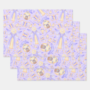 Cute Girly Purple Kids Fairy Birthday Wrapping Paper Sheet