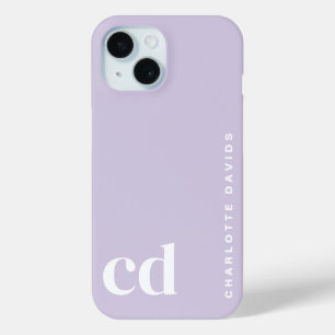 Cute Girly Purple Monogram  iPhone 15 Case