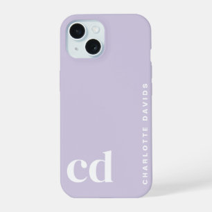 Cute Girly Purple Monogram  iPhone 15 Case