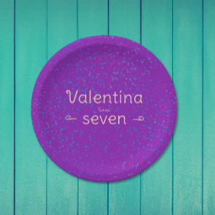 Cute Girly Purple Paper Confetti Plate