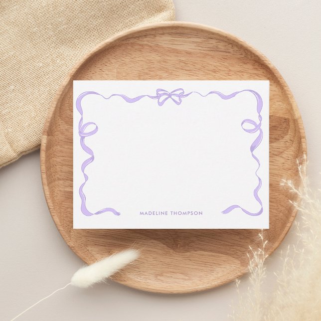 Cute Girly Purple Violet Lavender Bow Ribbon Frame Card (Creator Uploaded)
